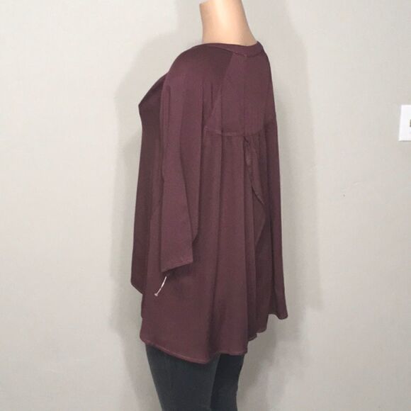 Burgundy Romy Rayon High/Low Cross-Back Top. New - Picture 7 of 8